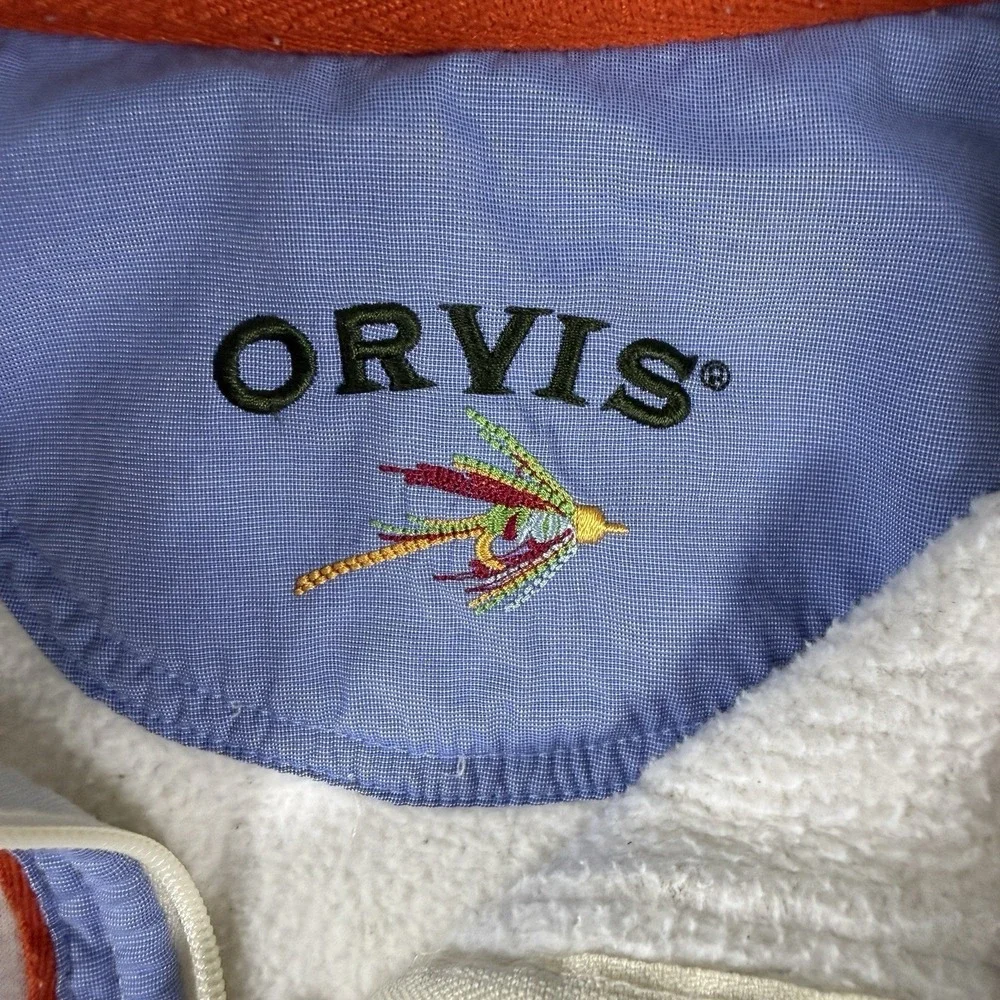 Orvis Mens Quarter Zip Sweatshirt Oatmeal Heather‎ Fly Fishing Logo 2XL